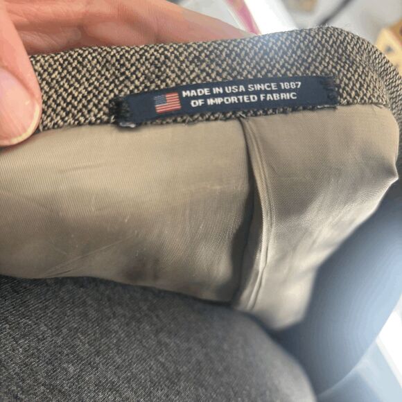 Vintage Hart Schaffner Marx Wool Blazer Suit Jack Small Houndstooth Plaid 46L - Picture 4 of 7